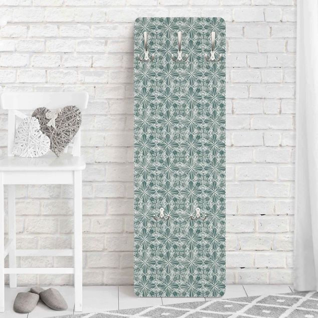 Wall mounted coat rack black and white Vintage Pattern Geometric Tiles
