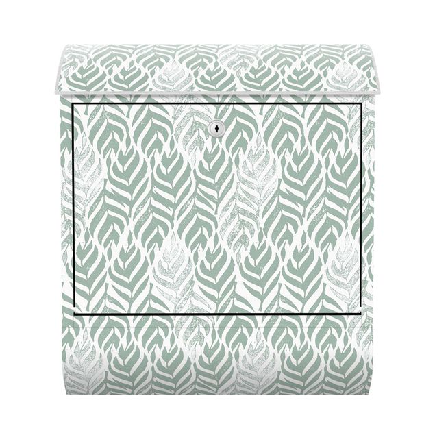 Green letter box Vintage Pattern Branch With Leaves