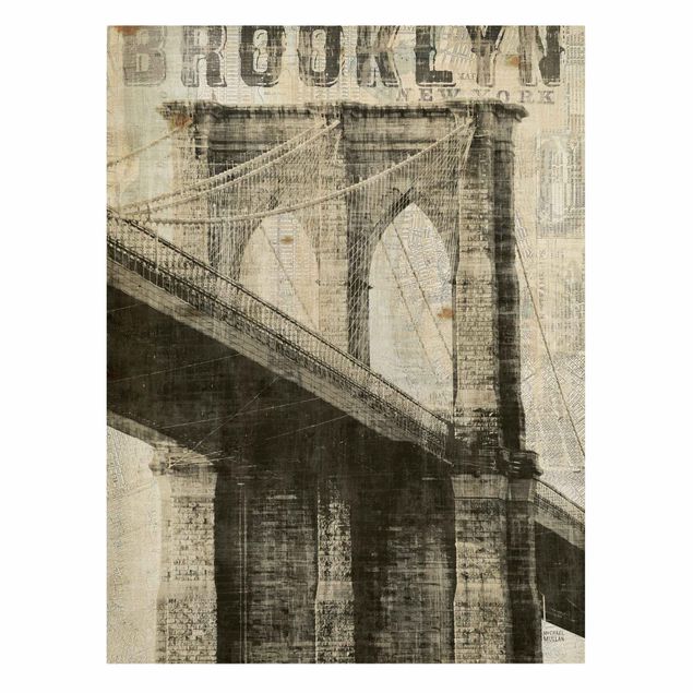 Architectural prints Vintage NY Brooklyn Bridge