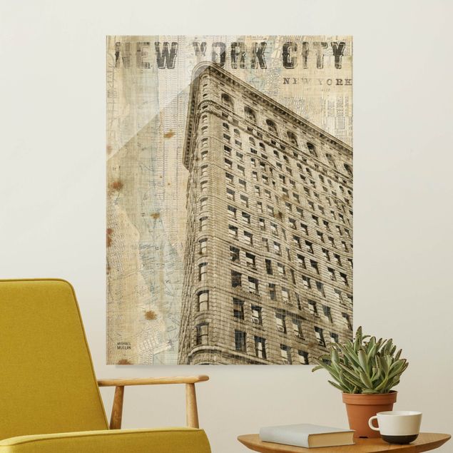 Glass prints New York Vintage NY Flat Iron