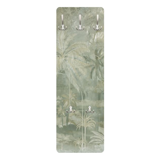 Wall mounted coat rack green Vintage Palm Trees with Texture