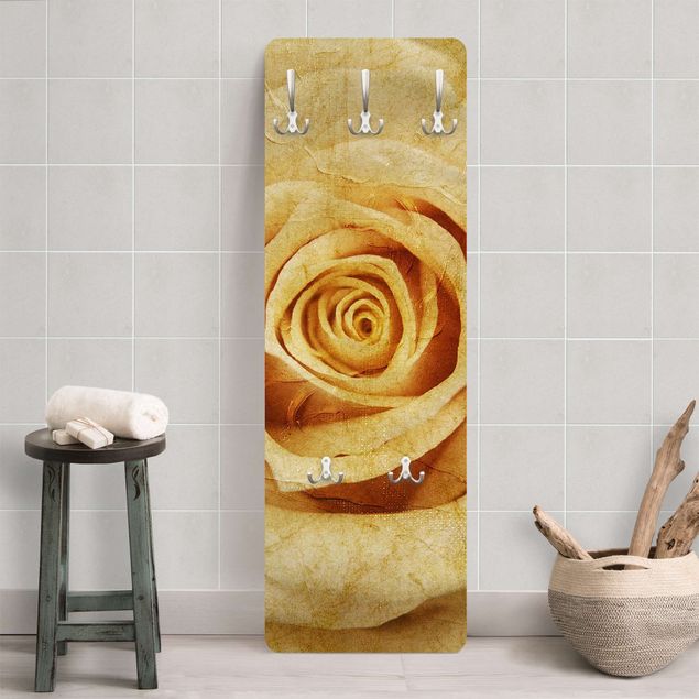 Wall mounted coat rack flower Vintage Rose
