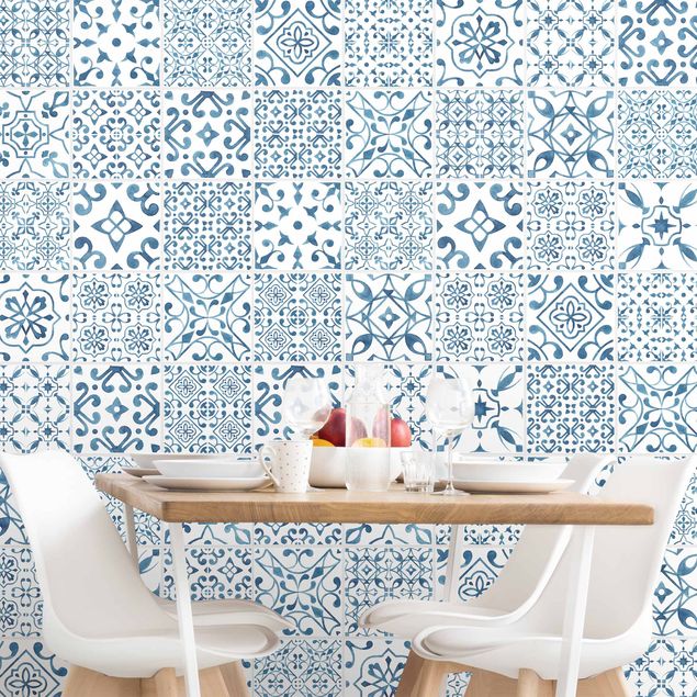 Wallpapers geometric Tile Pattern Blue White