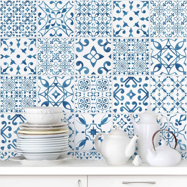 Kitchen Tile Pattern Blue White