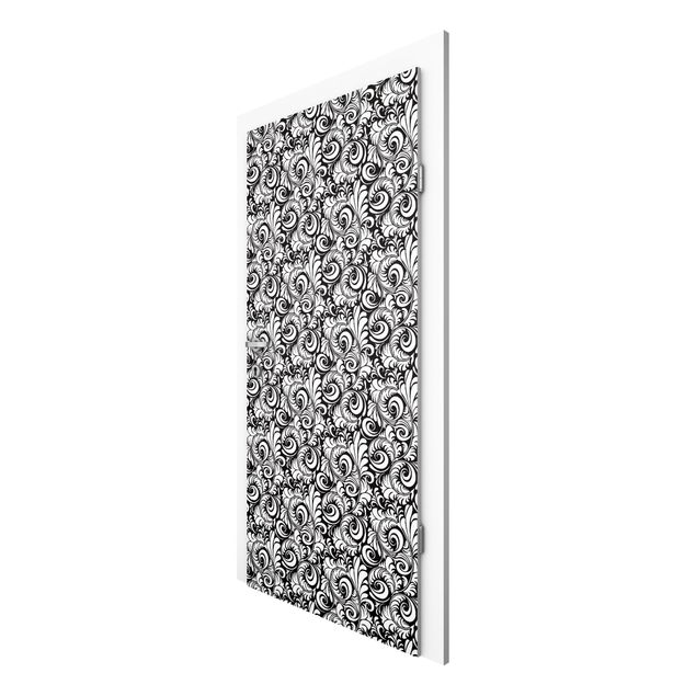Contemporary wallpaper Black And White Leaves Pattern