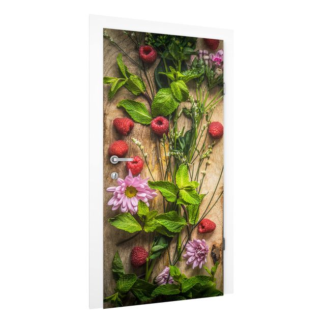 Door Wallpapers flower Flowers Raspberries Mint