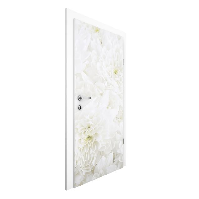 Door Wallpapers flower Dahlias Sea Of Flowers White