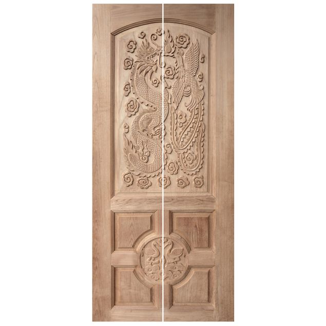 Wallpapers modern Carved Asian Wooden Door From Thailand