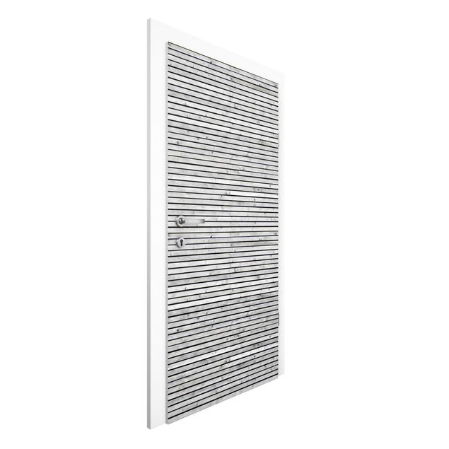 Kitchen Wooden Wall With Narrow Strips Black And White