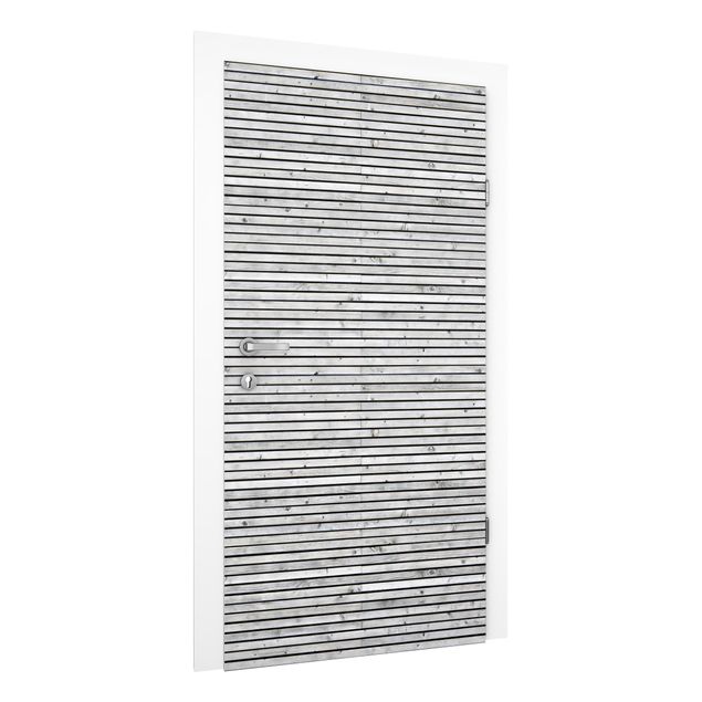 Door Wallpapers wood Wooden Wall With Narrow Strips Black And White