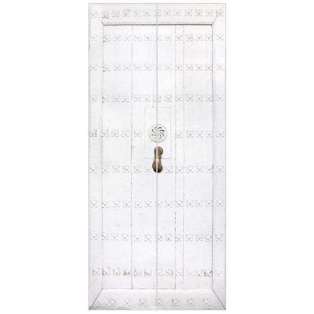 Modern wallpaper designs Mediterranean White Wooden Door With Ornate Fittings
