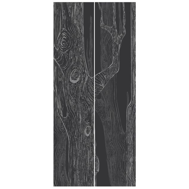 Door Wallpapers wood No.MW20 Living Forest Anthracite Grey
