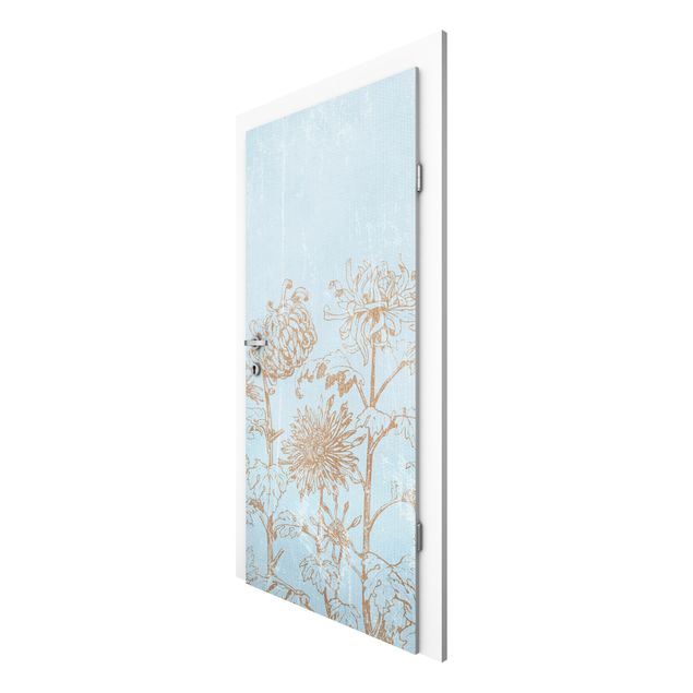 Wallpapers poppy Etching In Blue