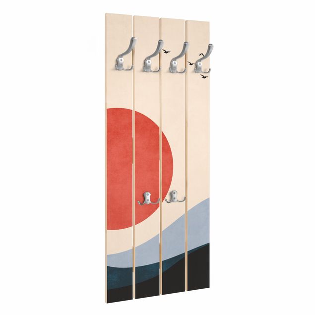 Wall coat rack Birds In Red Sunset
