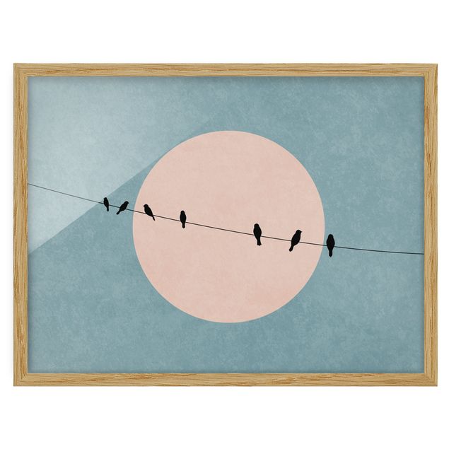 Animal wall art Birds In Front Of Pink Sun I