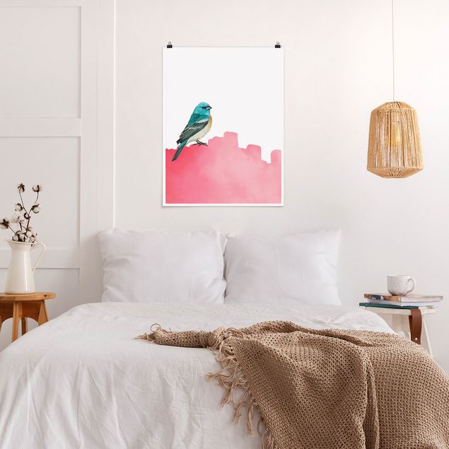 Animal canvas Bird On Pink Backdrop