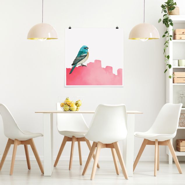 Prints modern Bird On Pink Backdrop