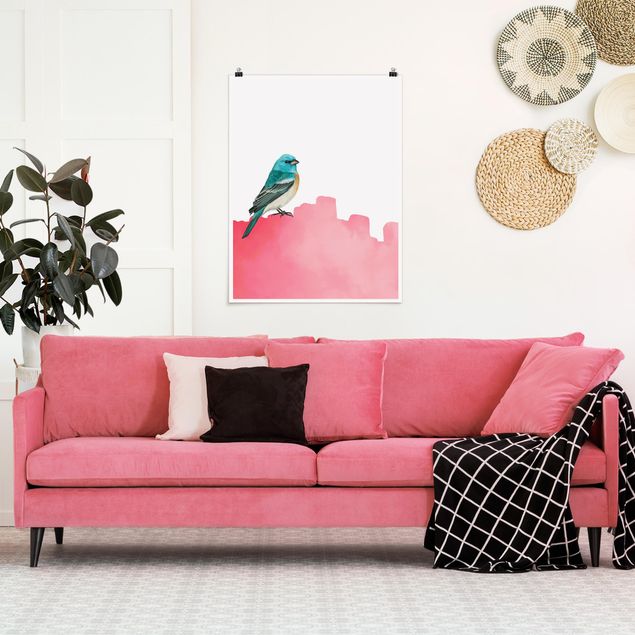 Prints modern Bird On Pink Backdrop