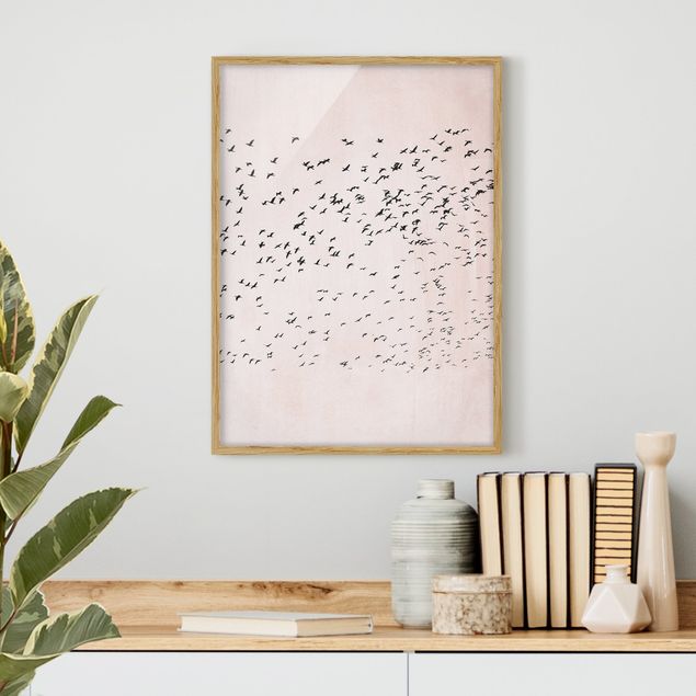 Landscape canvas prints Flock Of Birds In The Sunset