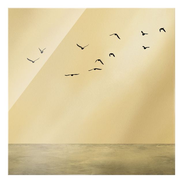 Prints black and white Birds Migrating South