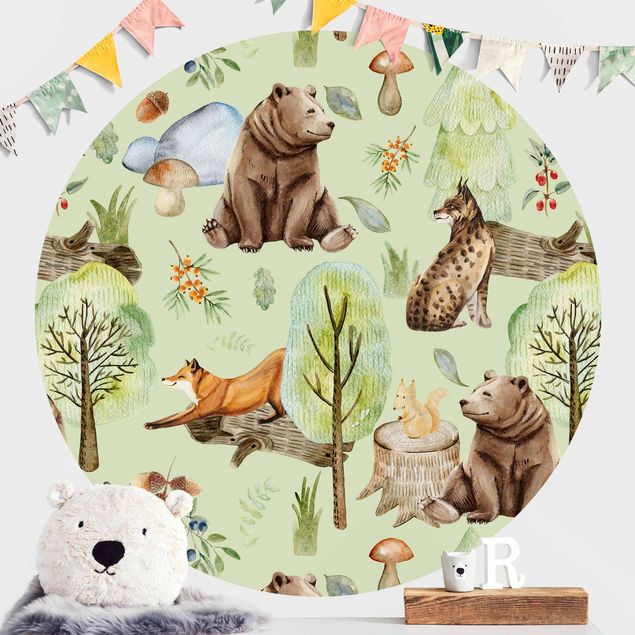 Nursery decoration Forest Friends Bear With Squirrel