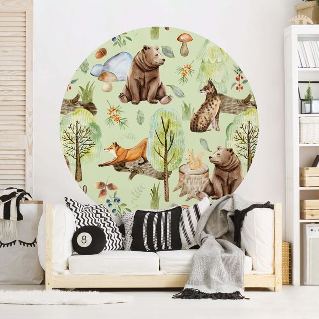 Wallpapers modern Forest Friends Bear With Squirrel