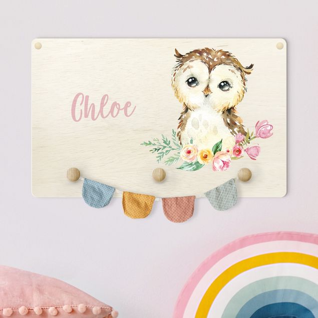 Nursery decoration Forest Animal Baby Owl With Customised Name