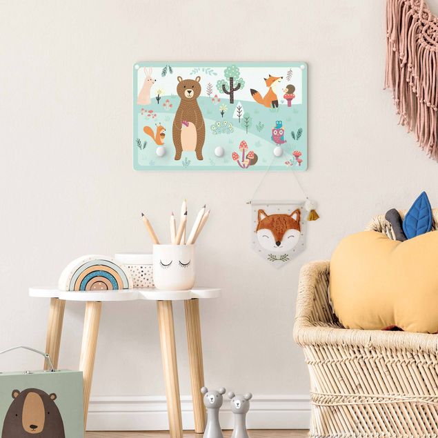 Wall mounted coat rack animals Forest Animals - Gathering In A Clearing