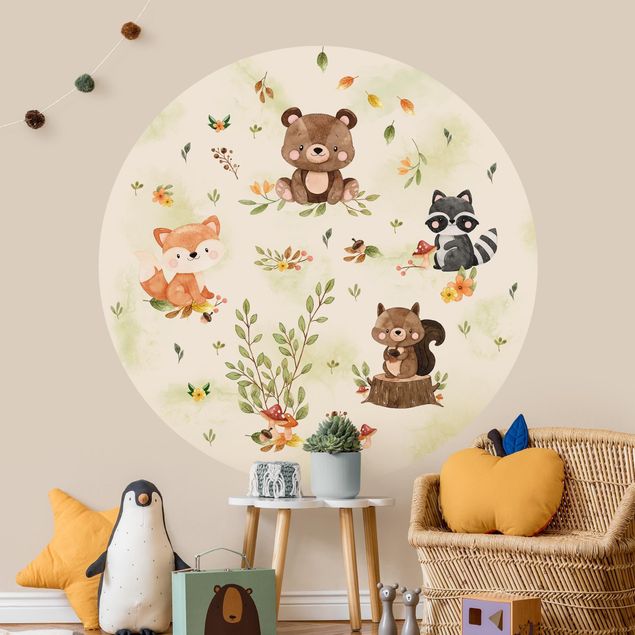 Wallpapers modern Forest Animals Autumn Bear Squirrel Raccoon