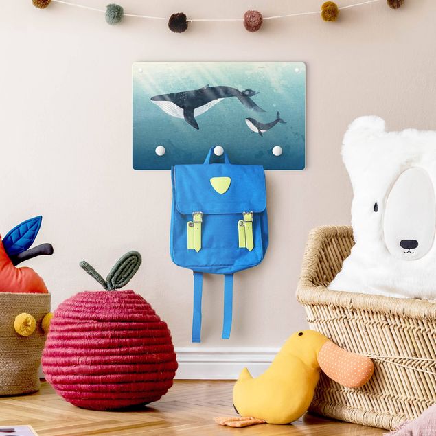 Coat rack blue Whale Mother With Calf With Rays Of Light