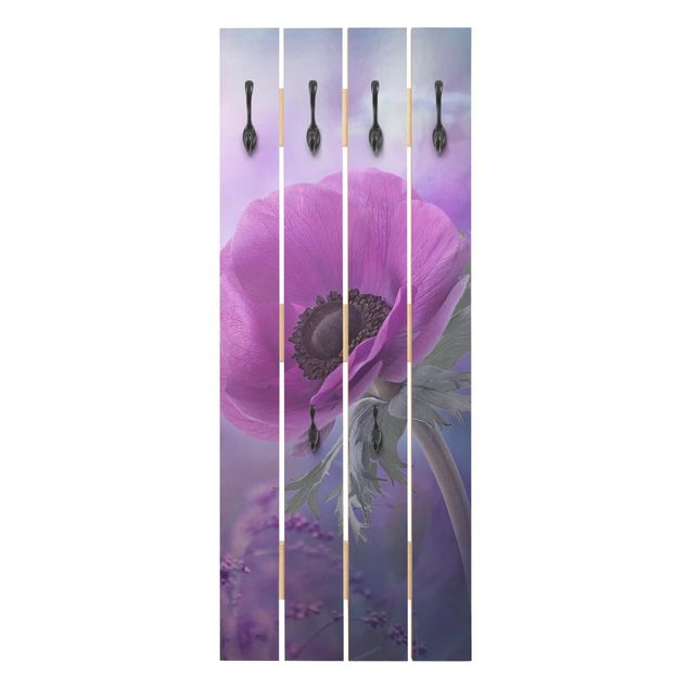 Wall mounted coat rack Anemone In Violet