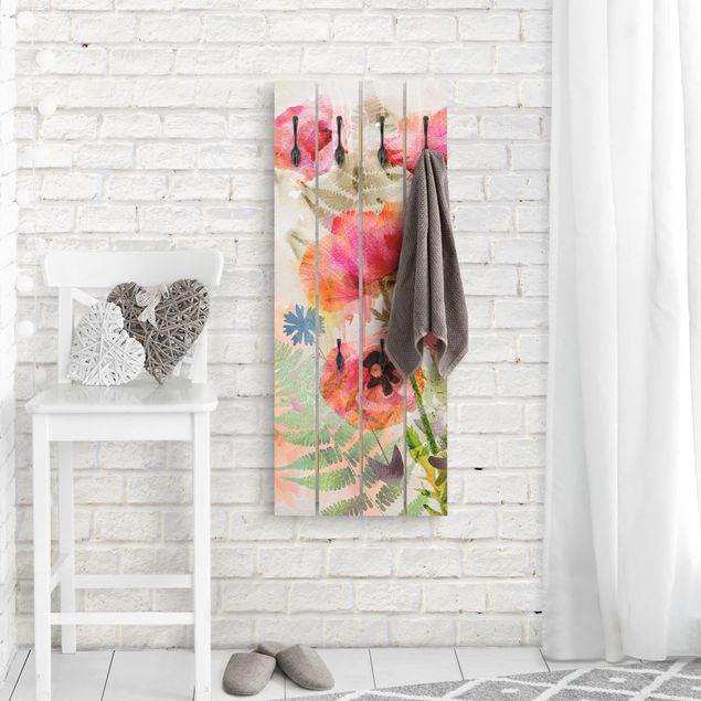 Shabby chic clothes rack Watercolour Flowers Poppy