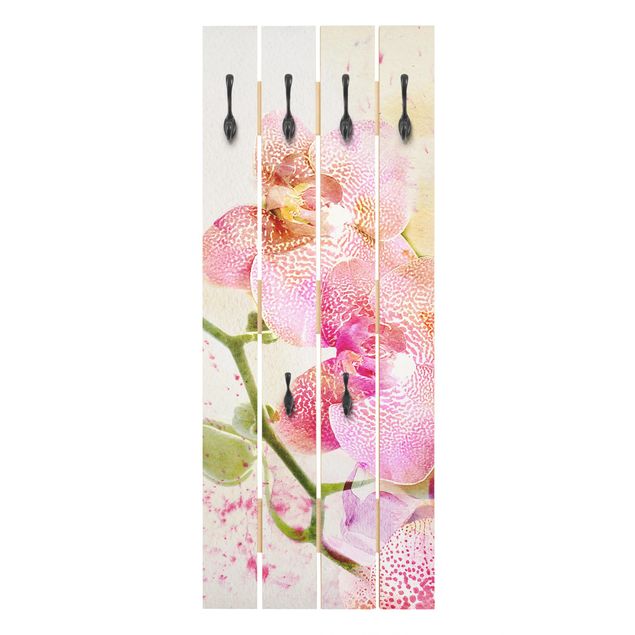 Wall coat rack Watercolour Flowers Orchids