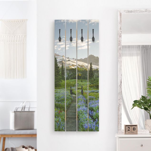 Wall mounted coat rack flower Mountain View Meadow Path