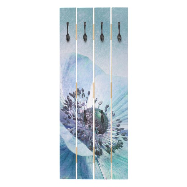 Wall mounted coat rack Flower In Turquoise
