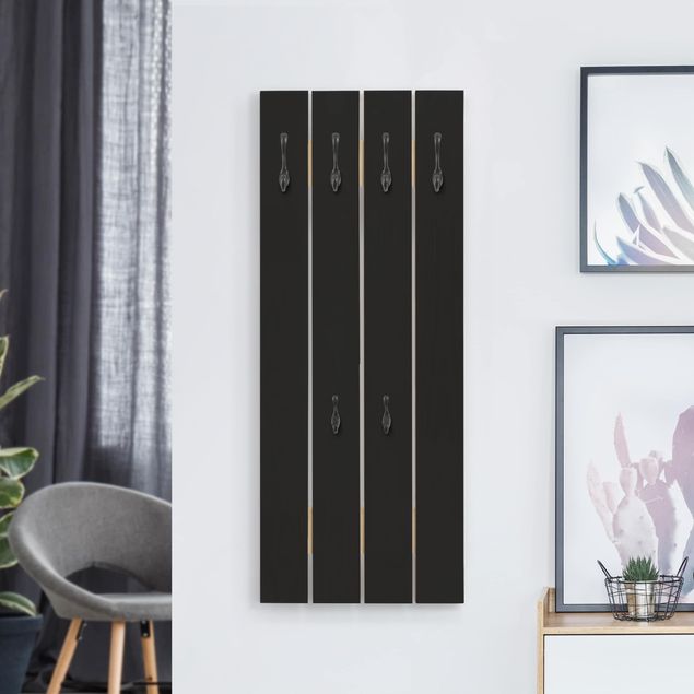 Wooden wall mounted coat rack Colour Black