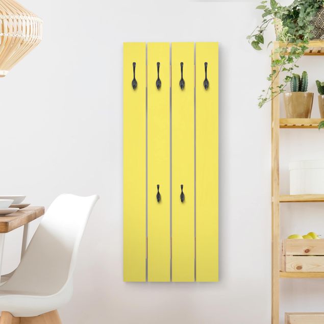 Wooden wall mounted coat rack Colour Lemon Yellow