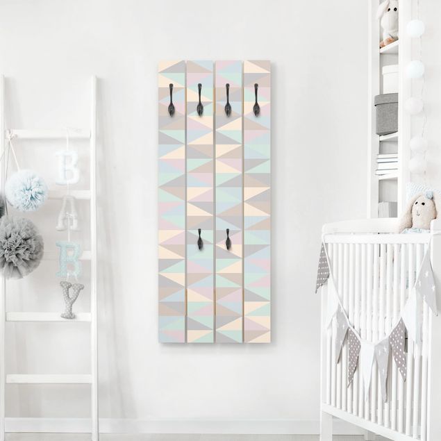 Coat rack wood Triangles In Pastel Colours