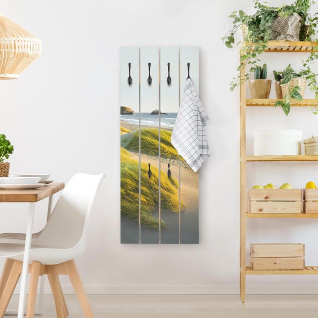 Wall mounted coat rack landscape Dunes And Grasses At The Sea