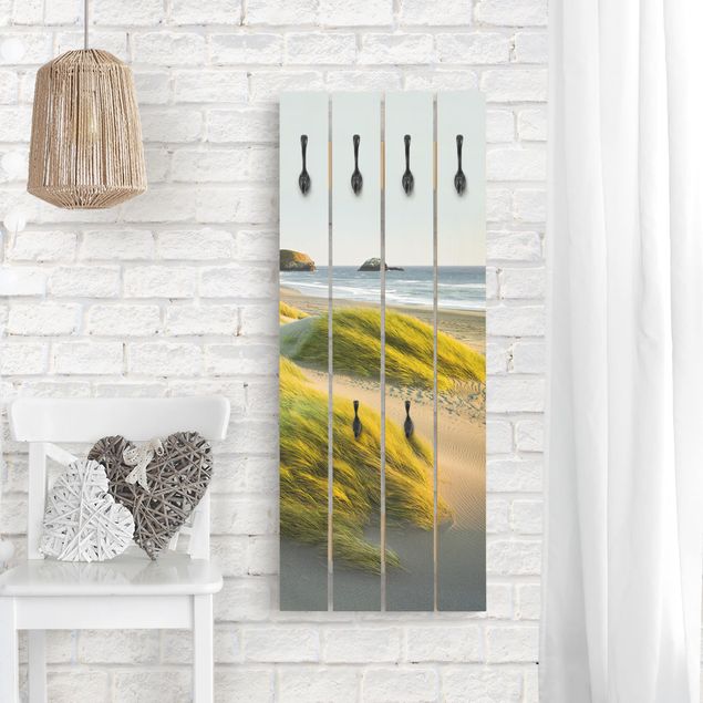 Wall mounted coat rack flower Dunes And Grasses At The Sea