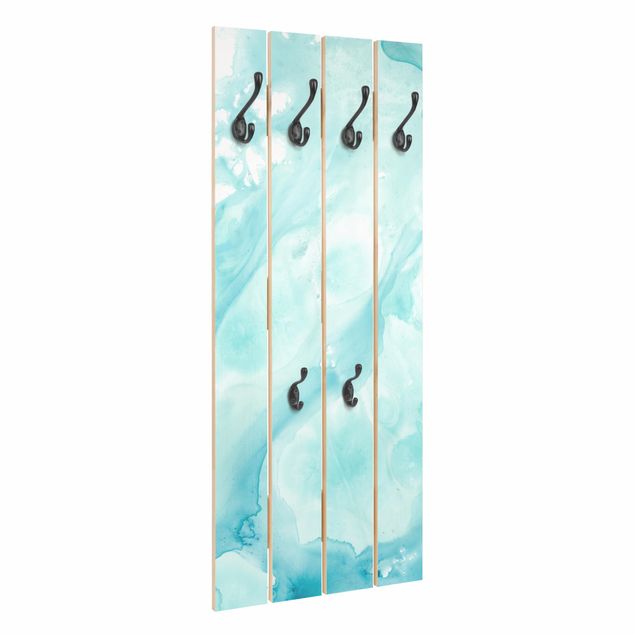 Wooden coat rack - Emulsion In White And Turquoise I