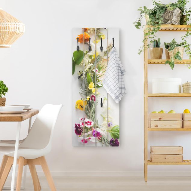 Wall mounted coat rack flower Fresh Herbs With Edible Flowers