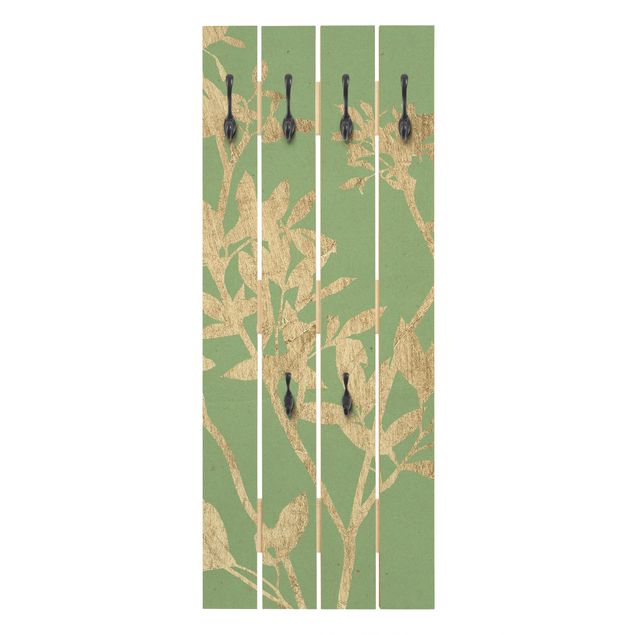 Wall mounted coat rack green Golden Leaves On Lind II