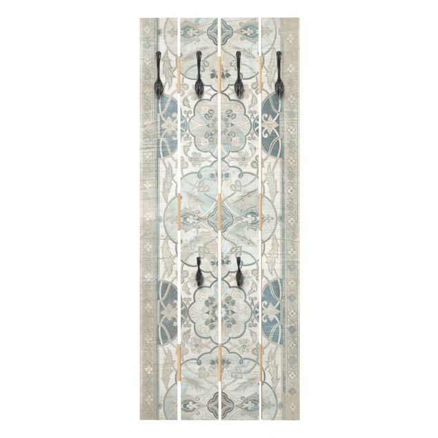 White wall mounted coat rack Wood Panels Persian Vintage II