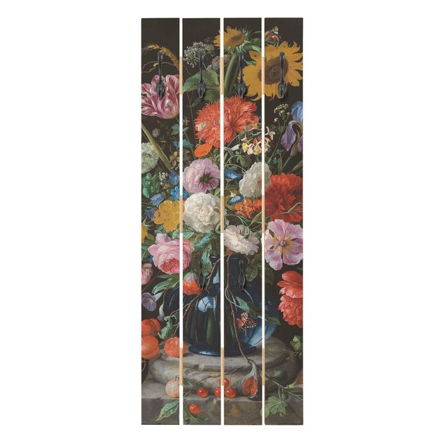 Shabby chic clothes rack Jan Davidsz de Heem - Tulips, a Sunflower, an Iris and other Flowers in a Glass Vase on the Marble Base of a Column