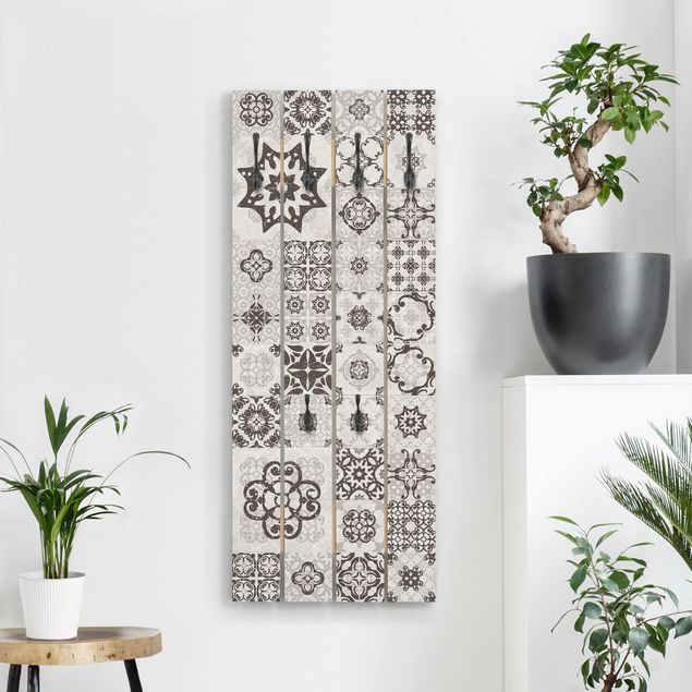 Wall mounted coat rack wood Ceramic Tiles Agadir Grey