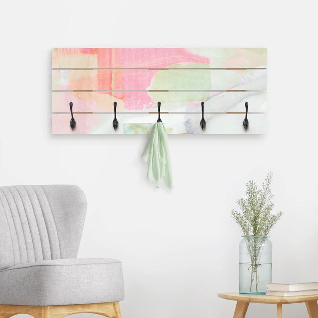 Wooden wall mounted coat rack Chime In Rosé II