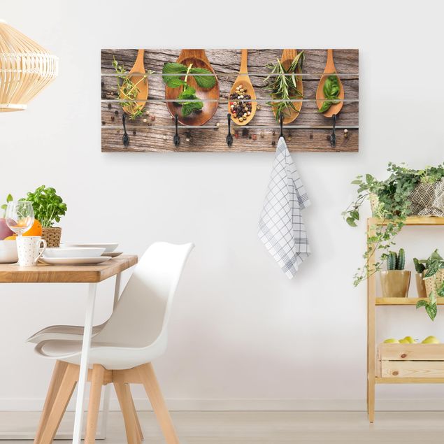 Wooden wall mounted coat rack Herbs And Spices