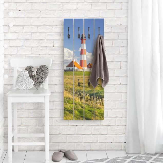 Wall mounted coat rack wood Lighthouse In Schleswig-Holstein