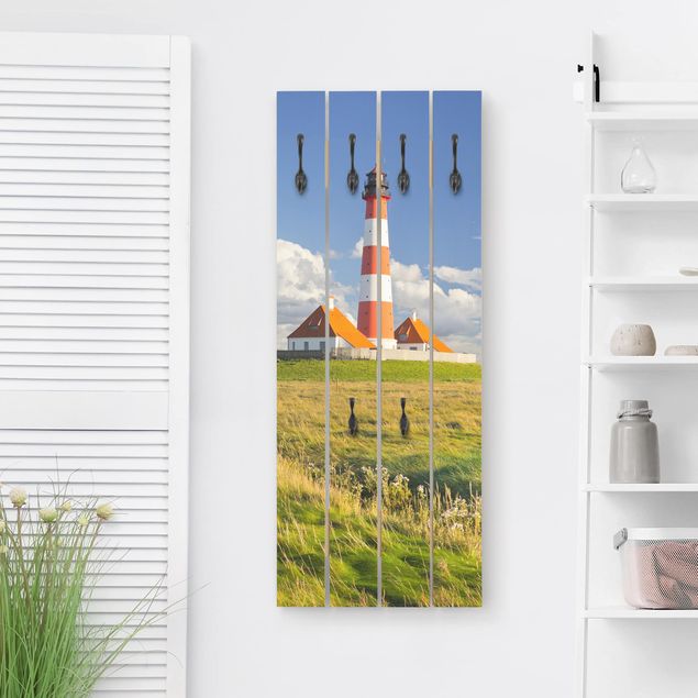 Wall mounted coat rack landscape Lighthouse In Schleswig-Holstein
